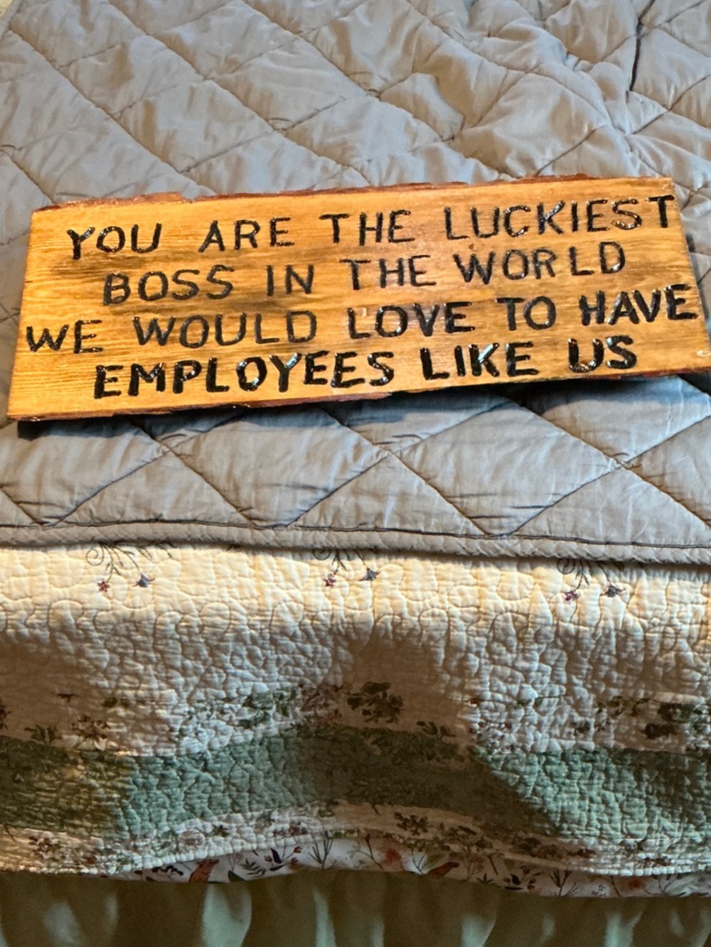Rustic Wooden Sign - 'You Are The Luckiest Boss'